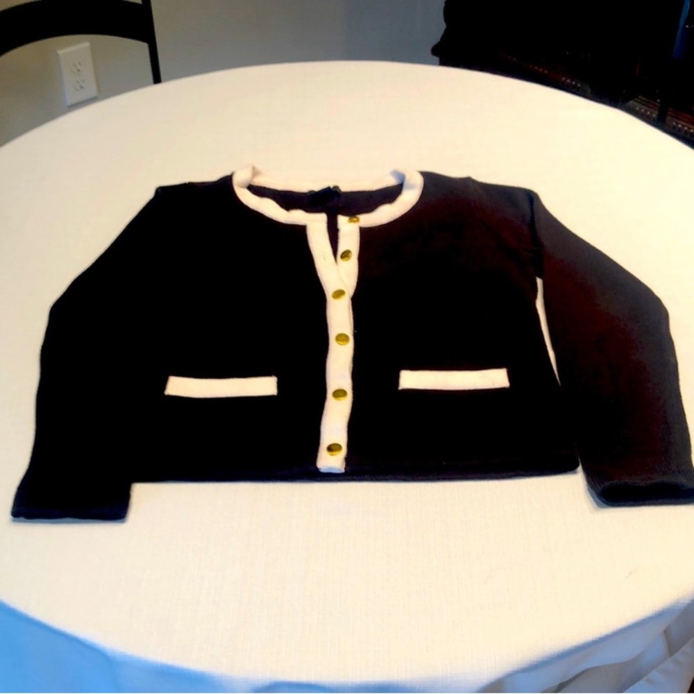 H&M black and white contrast trim cardigan